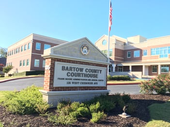 Bartow County - Frank More Courthouse -Monument Sign - Dimensional Letters - Bronze Seal with landscaping