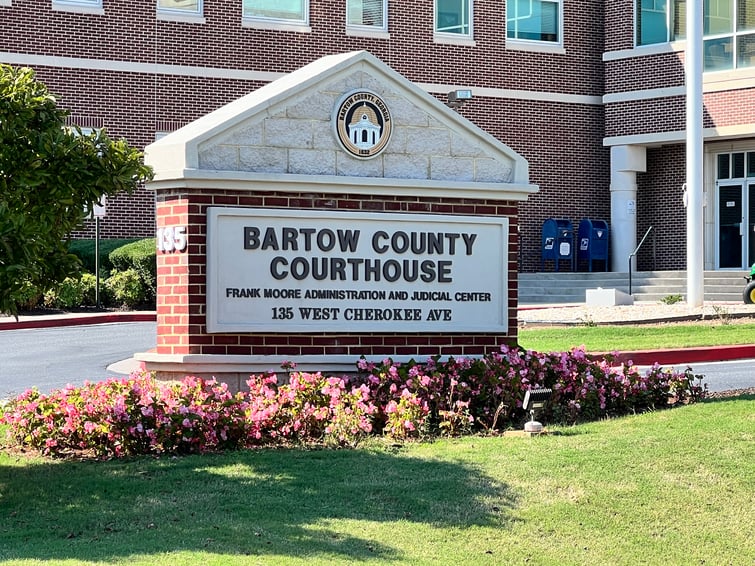 Bartow County Brick and Block Courthouse Monument with Bronze Plaque