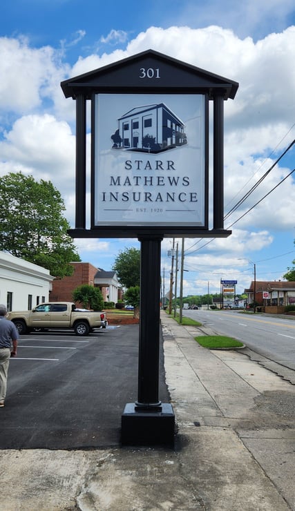 Business Sign - Post and Panel with Pan Face