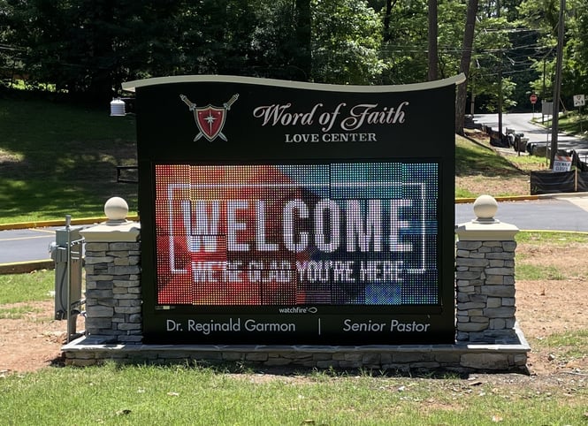 Church Digital Sign on Masonry Base with Lightbox