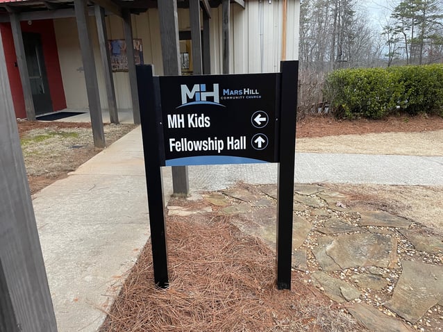 Church Wayfinding Post and Panel Sign