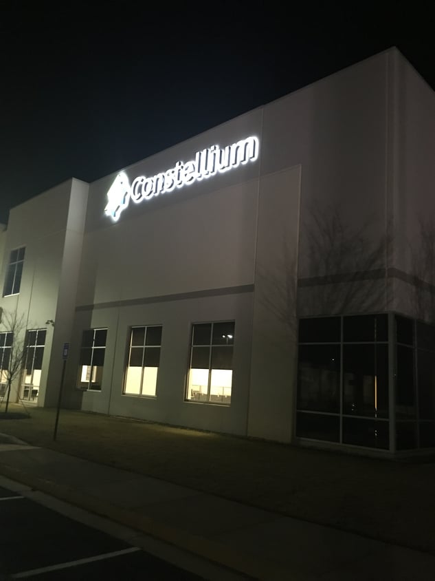 Constellium - Bldg Sign - Halo Lighted Channel Letters 