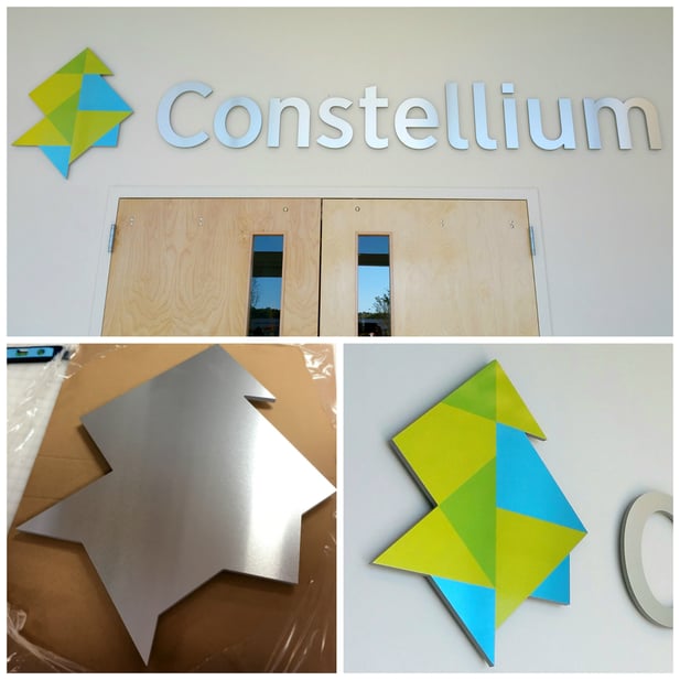 Constellium Brushed Aluminum Acrylic Dimensional Lobby Sign