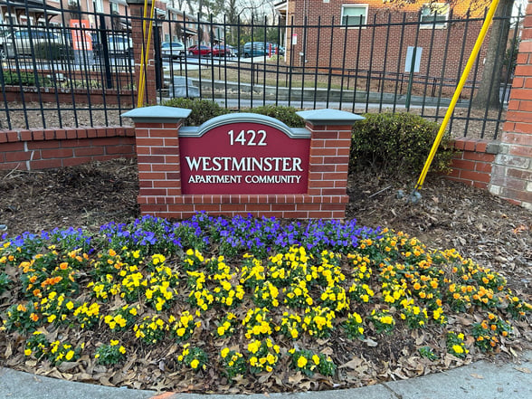 Faux Brick and Stucco Apartment Monument